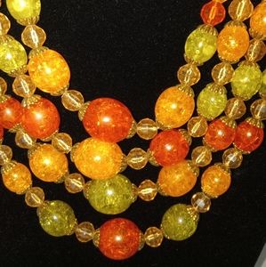 Vintage beaded 4-layer bib necklace